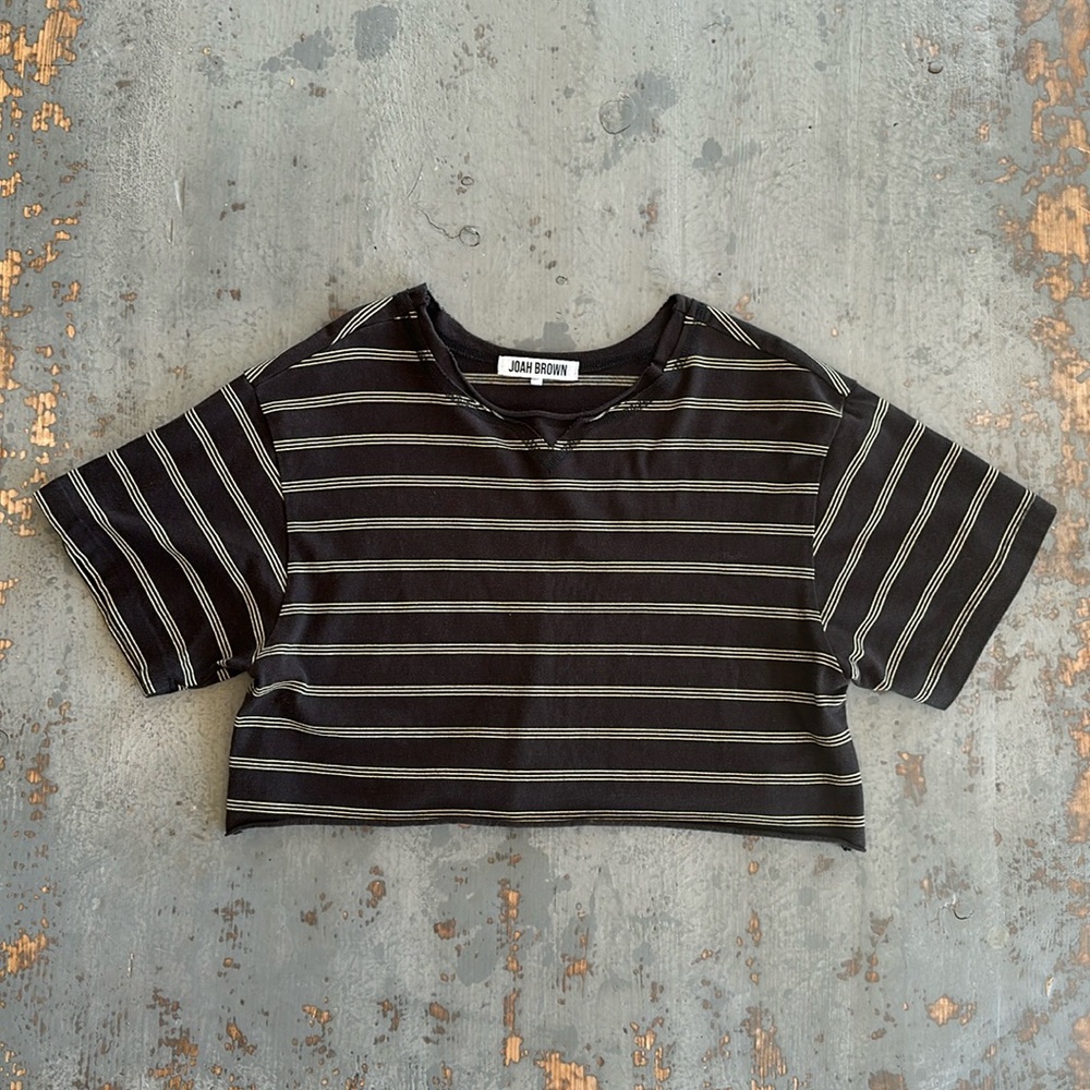Joah Brown Crop Raw Hem Tee Shirt